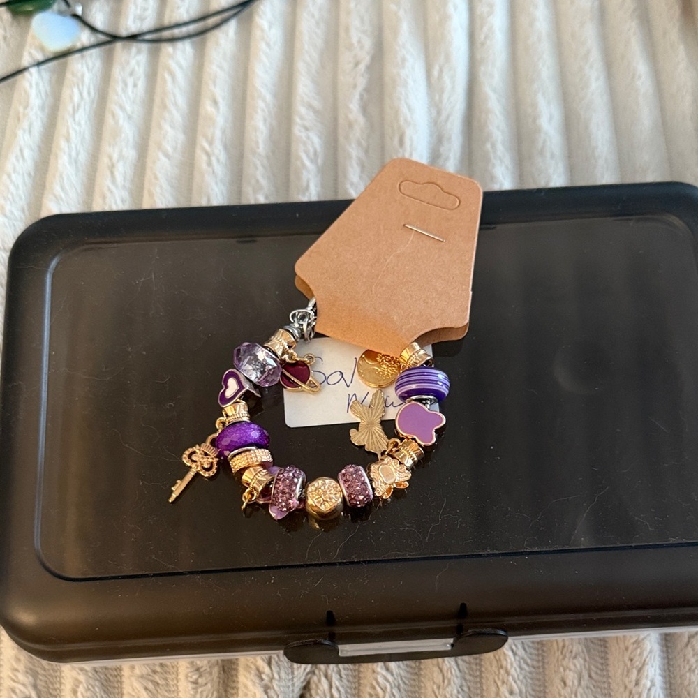 Purple and Gold Charm Bracelet